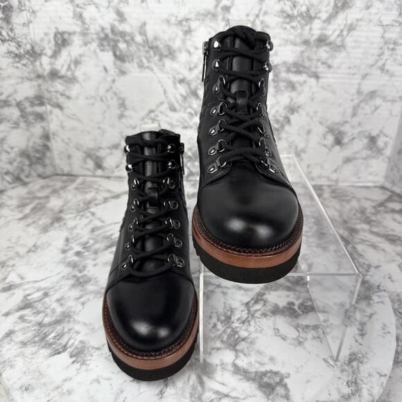 Blondo Womens Helen Waterproof Hiker Boot Size 7 Lace Up Black Quilted Leather - Picture 2 of 9